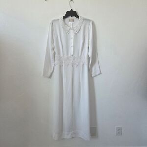 California Dynasty White Maxi Dress Vintage Style Victorian Modest Grandma Small